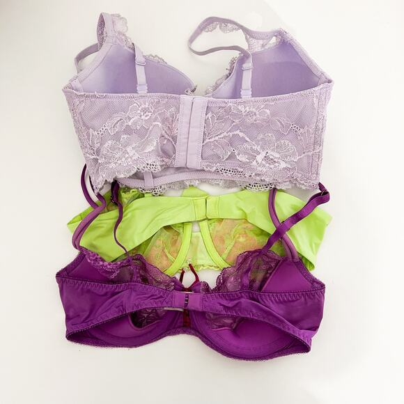 Victoria Secret Lot Bras Womens 34C Lace Sheer Demi Floral Underwire Lot of 3 - Picture 5 of 9